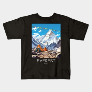 A Pop Art Travel Print of Mount Everest - Nepal Kids T-Shirt